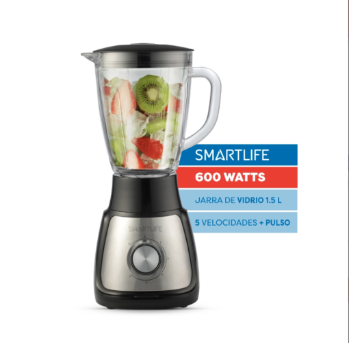 LICUADORAS SMARTLIFE SL-BL1055PN LICUADORA JARRA DE VIDRIO 1.5L 600W NEGRO/INOX