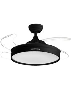 VENTILADORES PREMIUN HOME  NEGRO-1542 VENTILADOR DE TECHO CON LUZ LED PALETAS RETRACTILES 75 W.